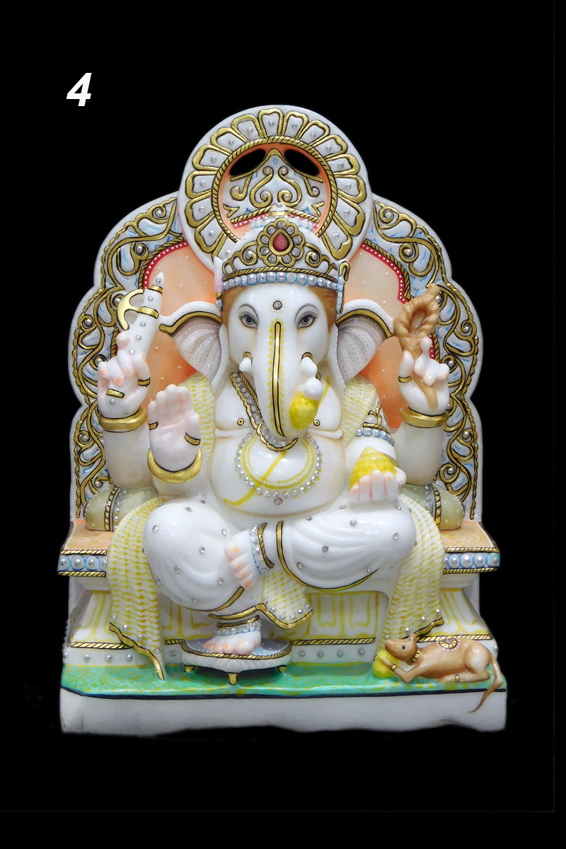 Multicolor Ganesh Ji Marble Statue For Temple