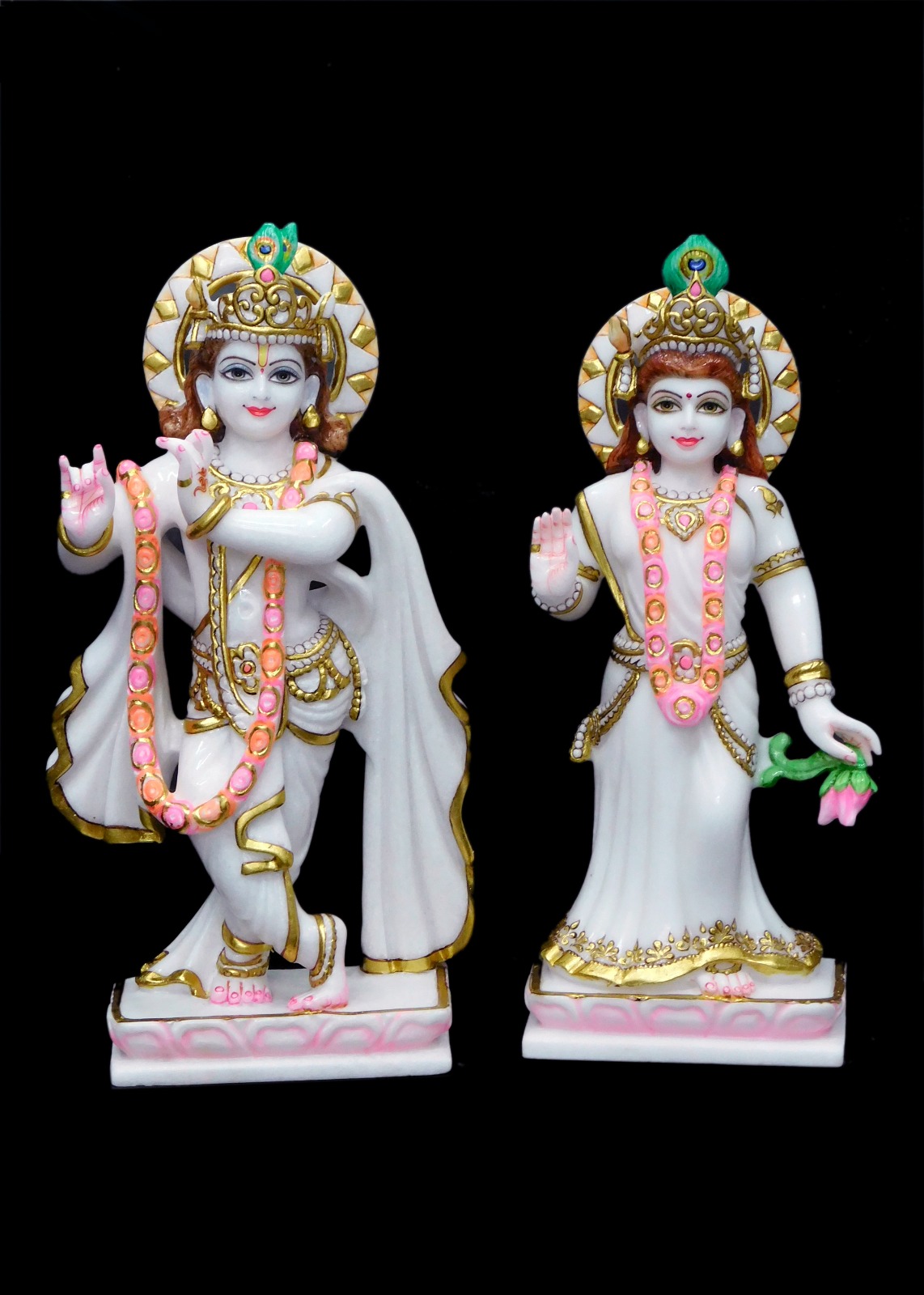 Marble Radha Krishna Moorti With Multicolor