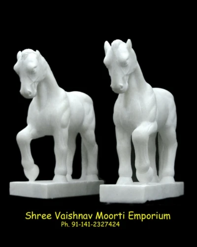 White Marble Horse Statue for Decor