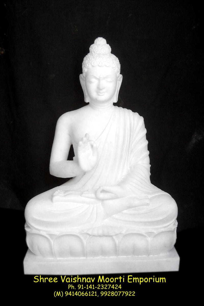 Makrana Marble Buddha Murti In Sitting Position
