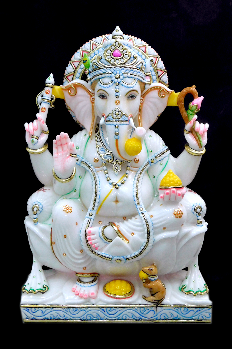 Ganpati Marble Statue Painted With Colors