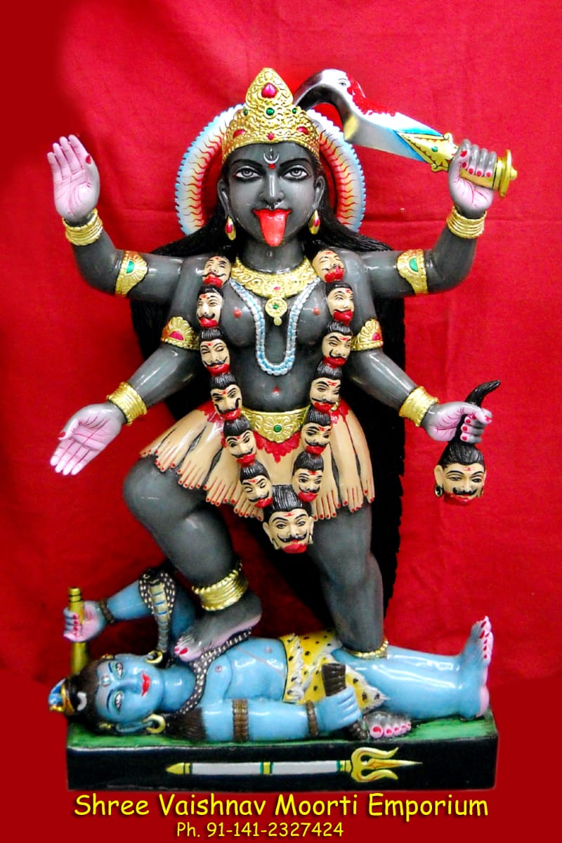 Kali Maa Marble Moorti Painted With Color