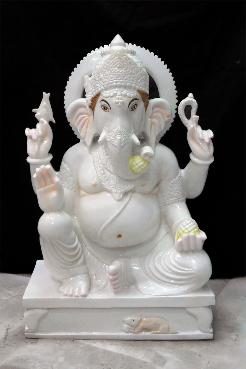 White Marble Ganesh Ji Moorti For Home
