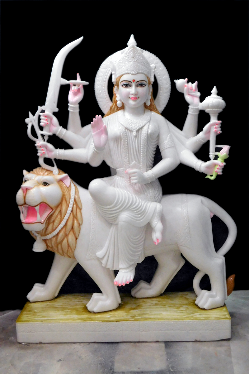 Durga Maa Marble Moorti Painted With Colors