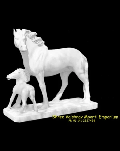 White Horse Marble Statue For Decor